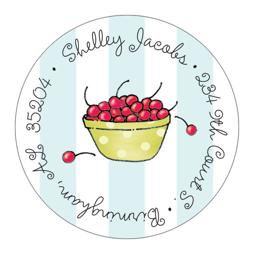 Tiny Bowl of Cherries Round Address Labels
